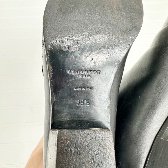 Saint Laurent Rock Chelsea Black Leather Ankle Boots Western Smooth 39.5 - Picture 11 of 15